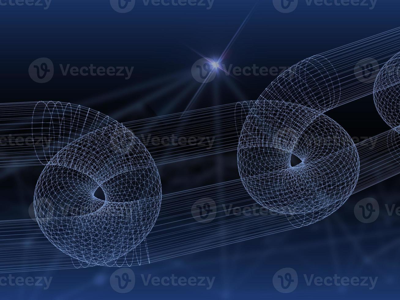 Block chain network concept 3d technology, background made of circle lines and particles. 3D rendering. photo