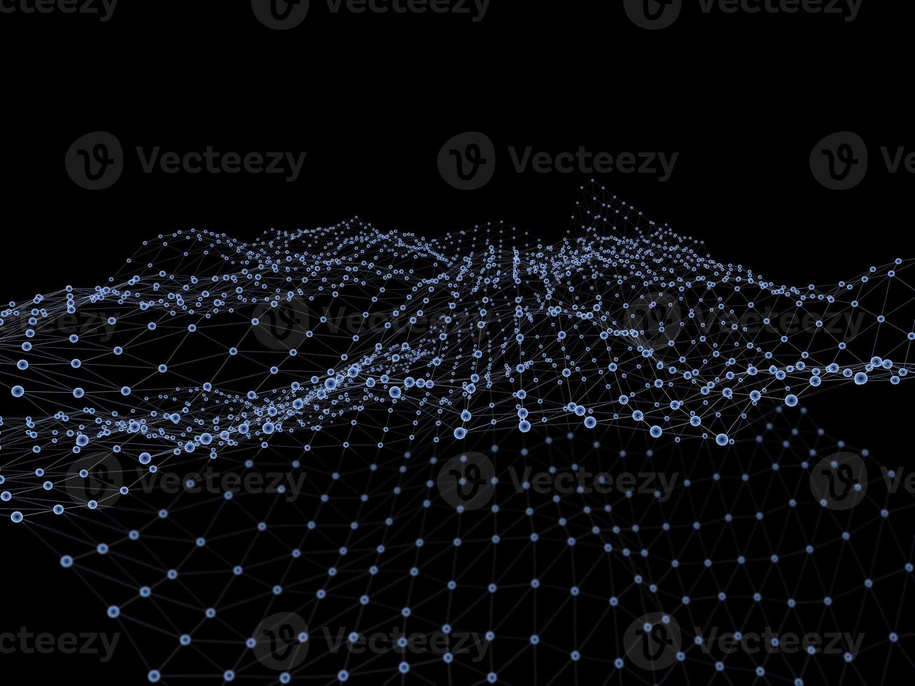 Block chain network concept 3d technology, background made of circle lines and particles. 3D rendering. photo