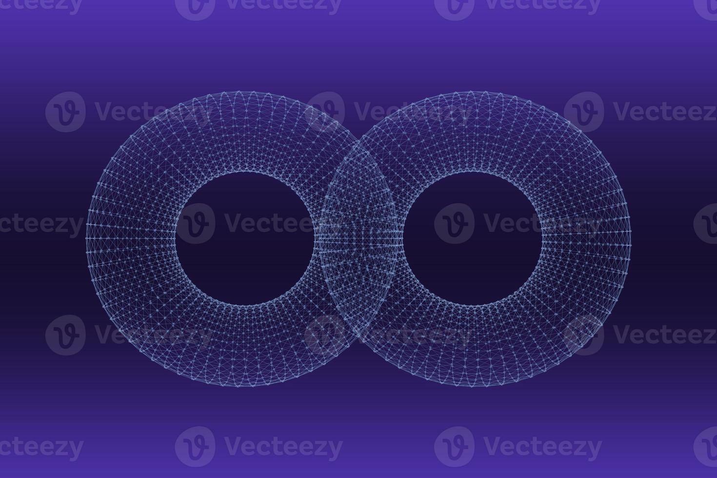 Block chain network concept 3d technology, background made of circle lines and particles. 3D rendering. photo