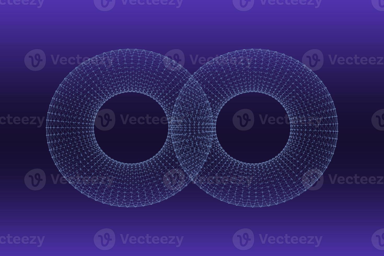 Block chain network concept 3d technology, background made of circle lines and particles. 3D rendering. photo