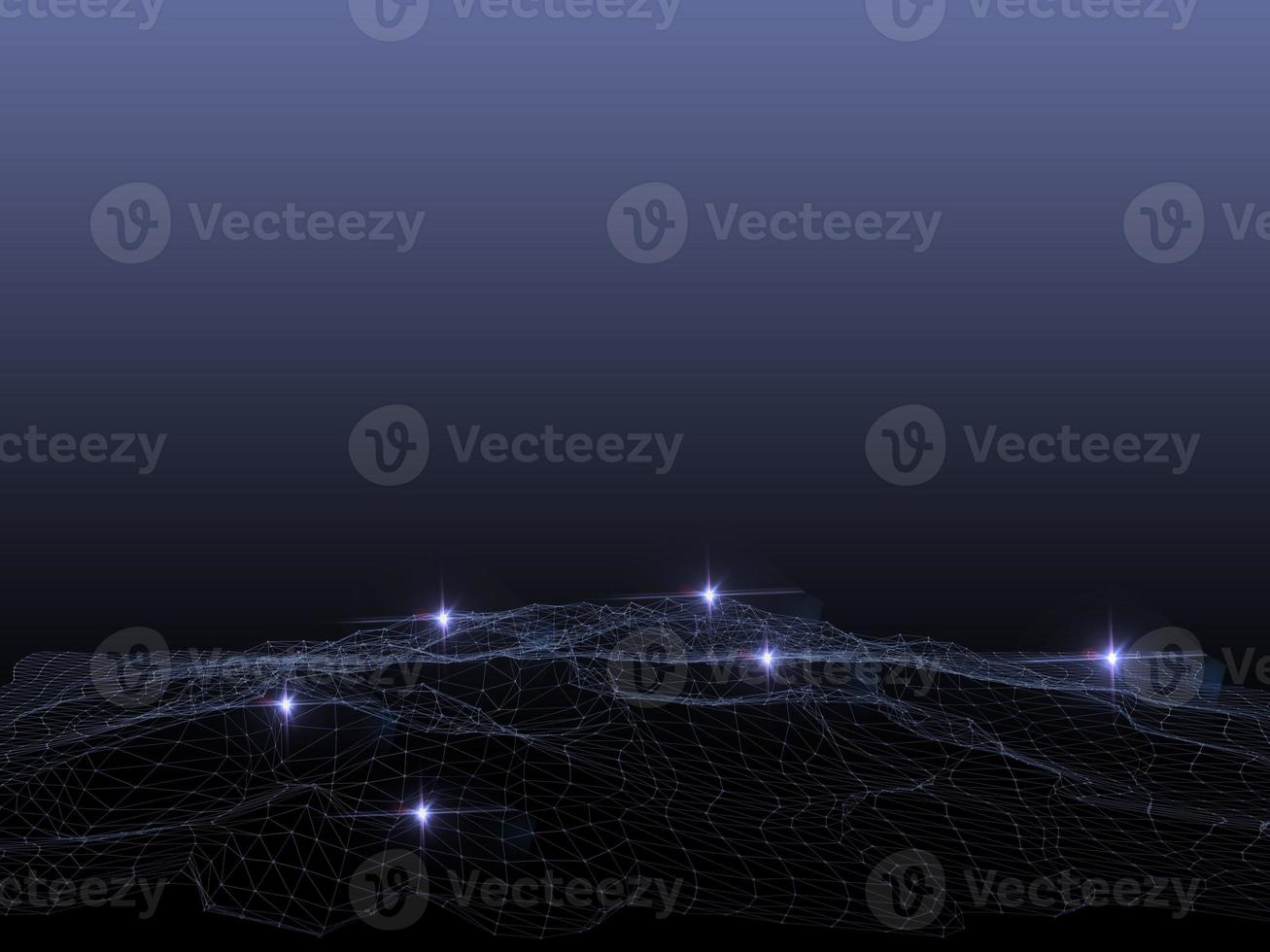 Block chain network concept 3d technology, background made of circle lines and particles. 3D rendering. photo