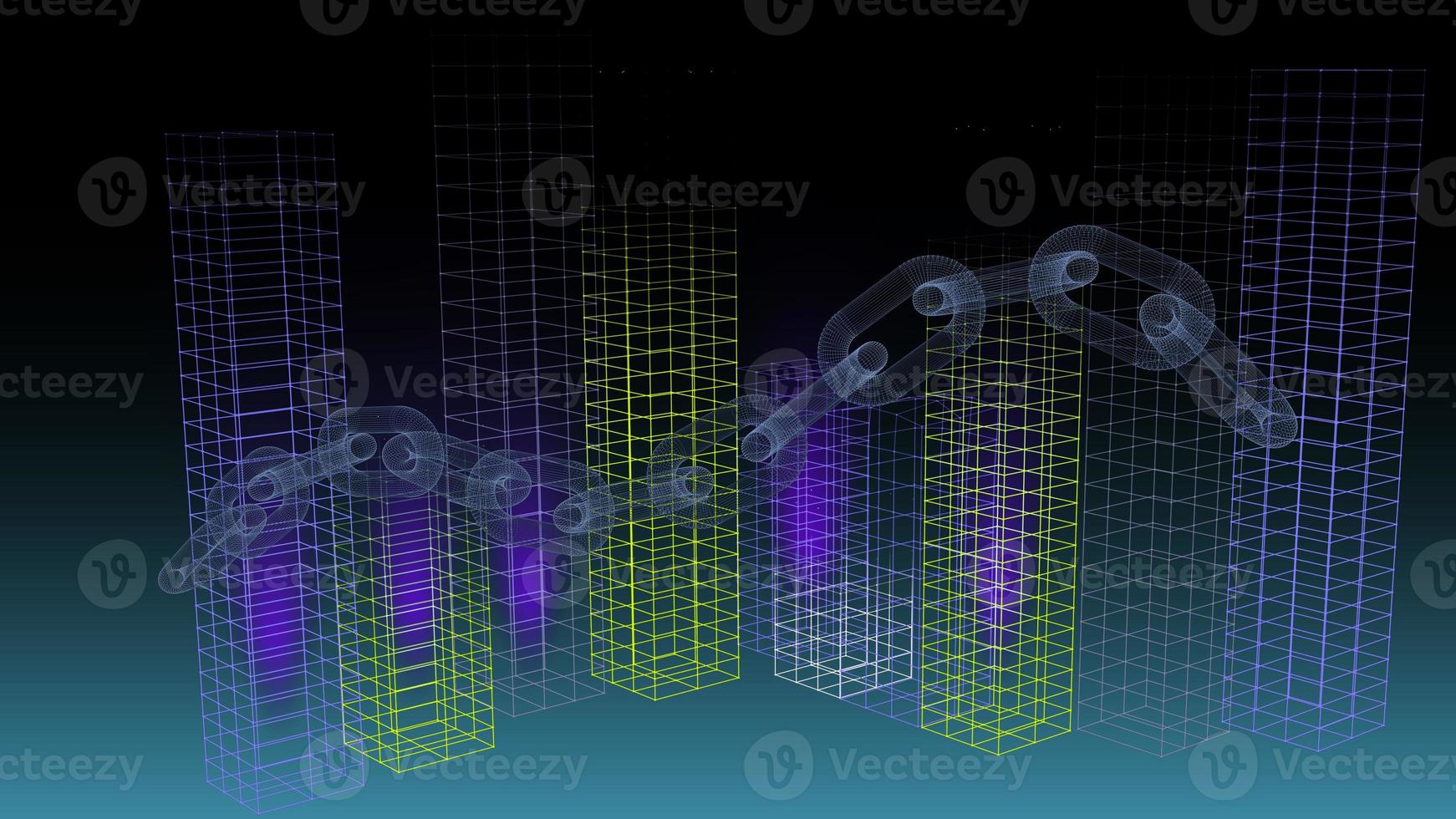 Block chain network concept 3d technology, background made of circle lines and particles. 3D rendering. photo