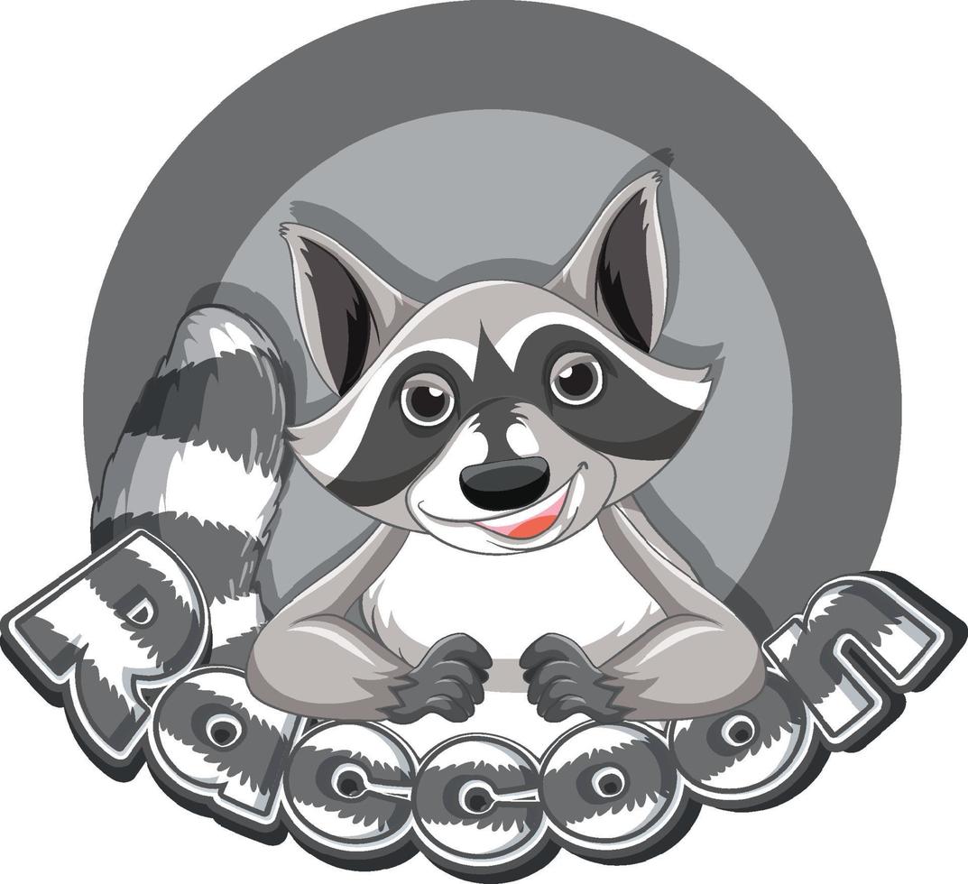 diseño de fuente para mapache en gris vector