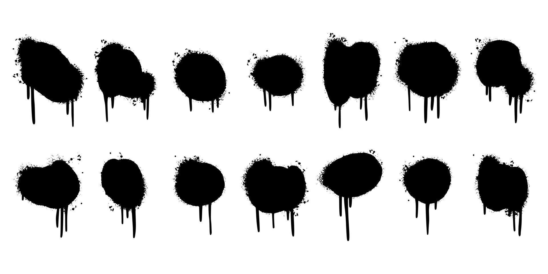 Set of graffiti Spray painted lines and grunge dots isolated on white background. vector illustration.
