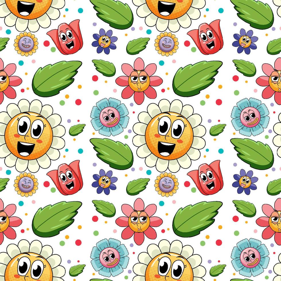 Seamless background with colorful flowers vector