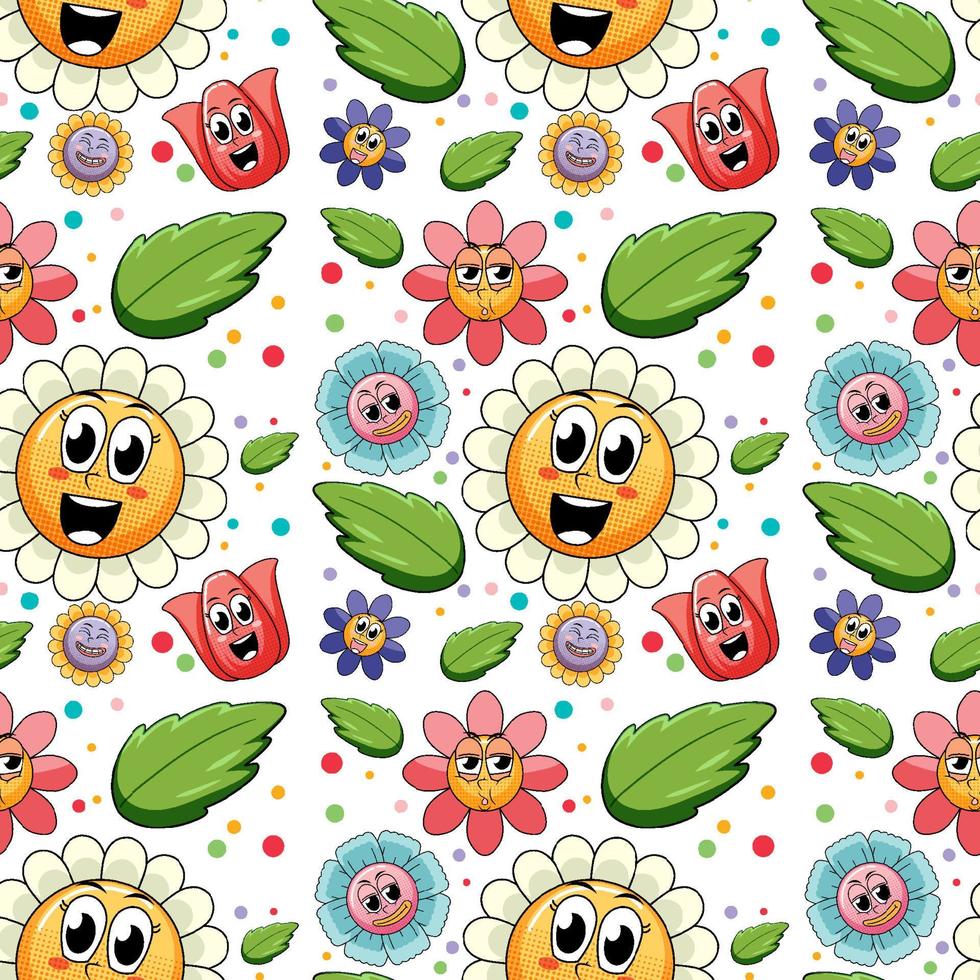 Seamless background with colorful flowers vector