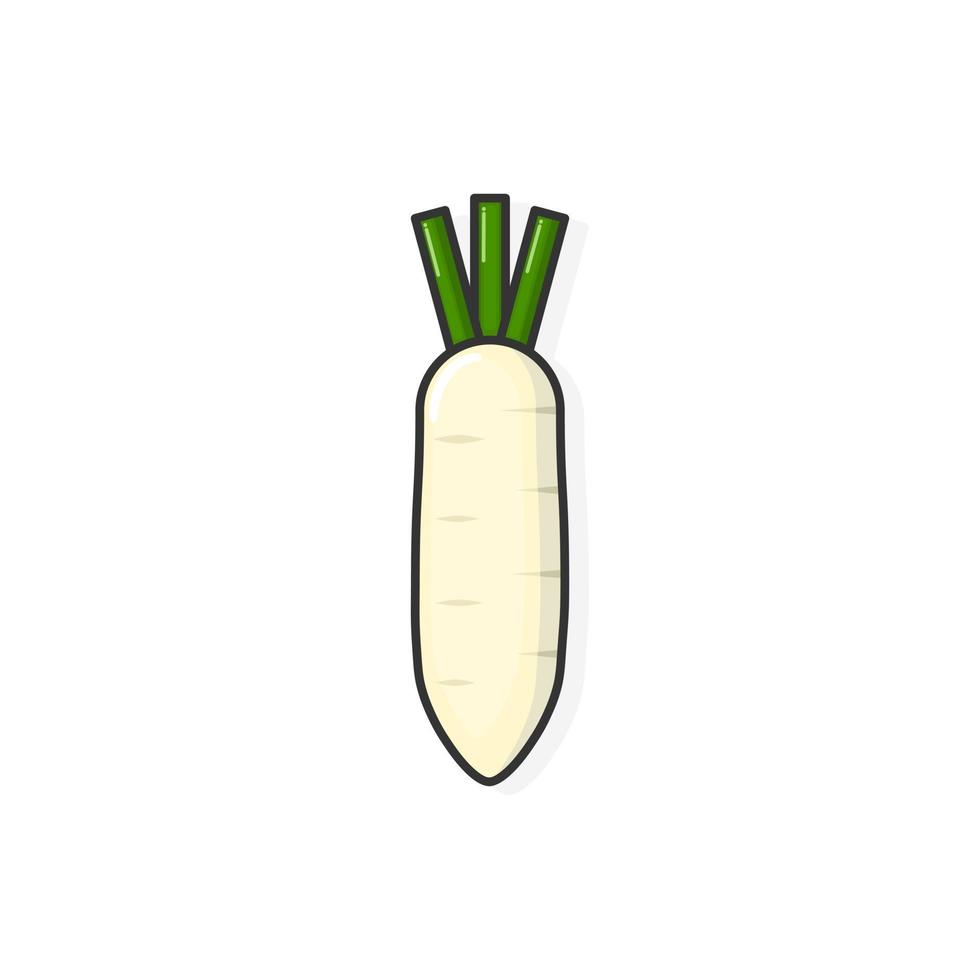 Cartoon icon of daikon vector illustration