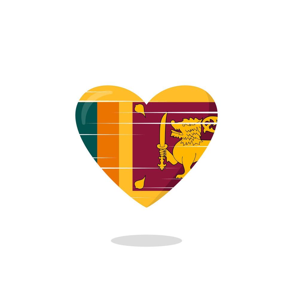 Sri lanka flag shaped love illustration vector