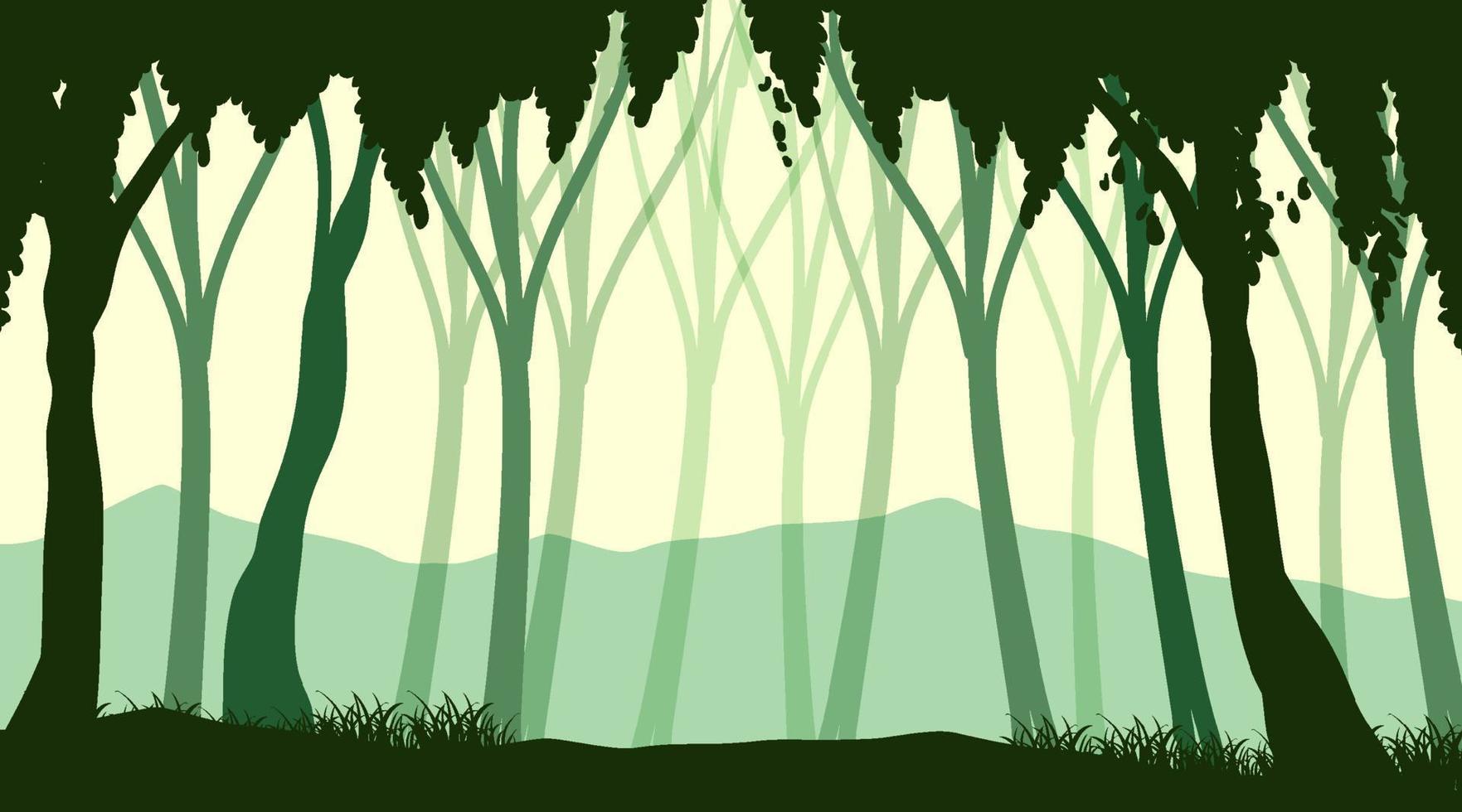 Silhouette shadow of forest scene vector