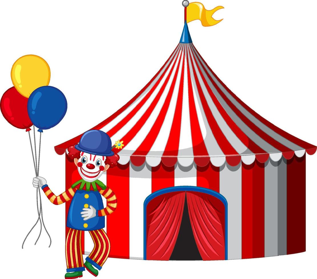 Clown infront of circus tent vector
