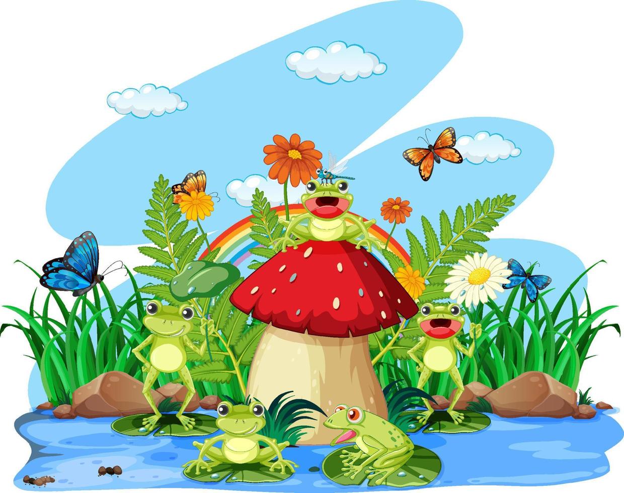Frog living in nature vector