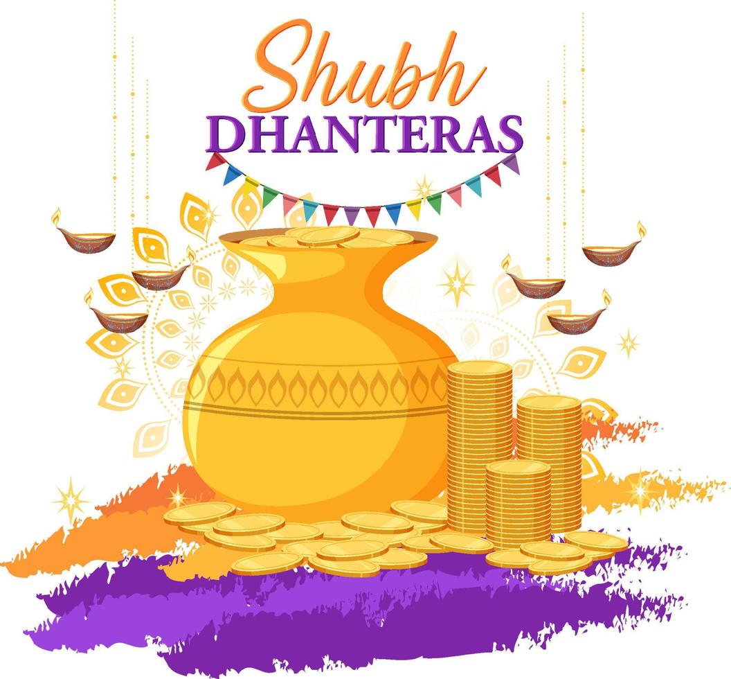 Hindu Shubh Dhanteras day icon vector