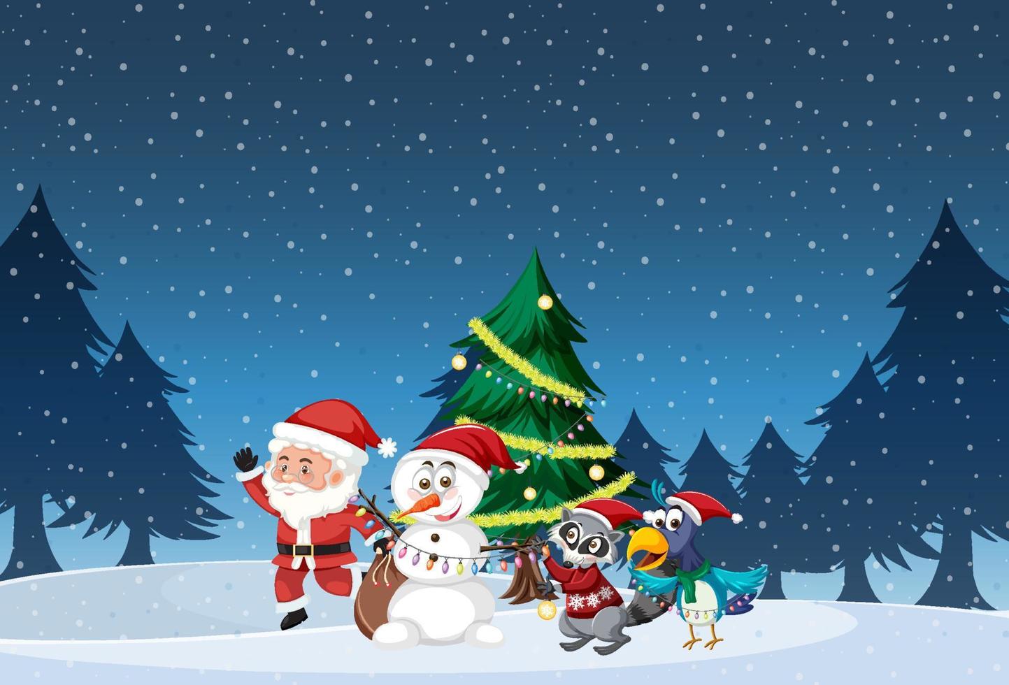 Christmas holidays with Santa and snowman vector
