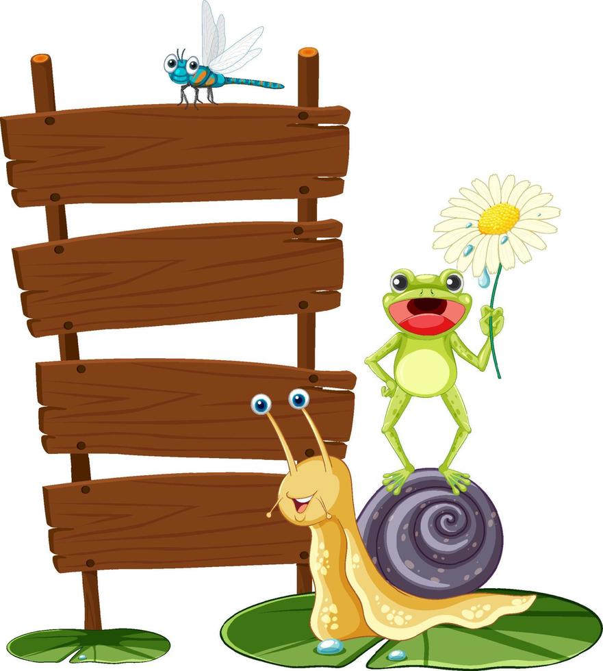 Empty board template with snail and insects vector