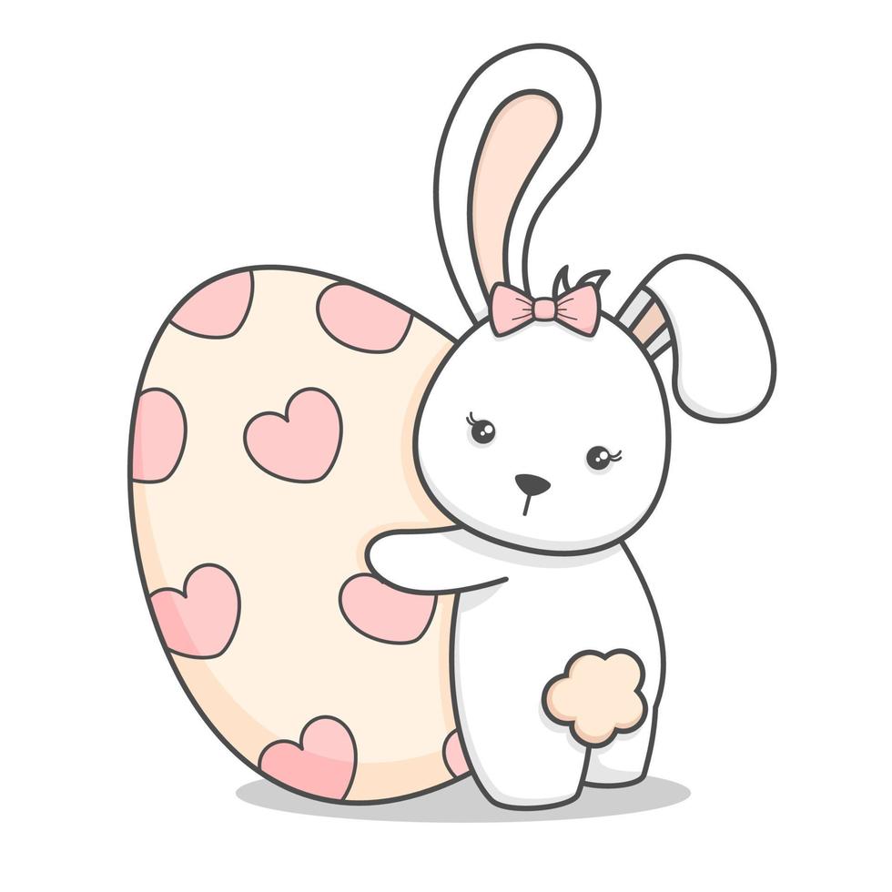 Cute Easter Bunny Pushing Egg vector