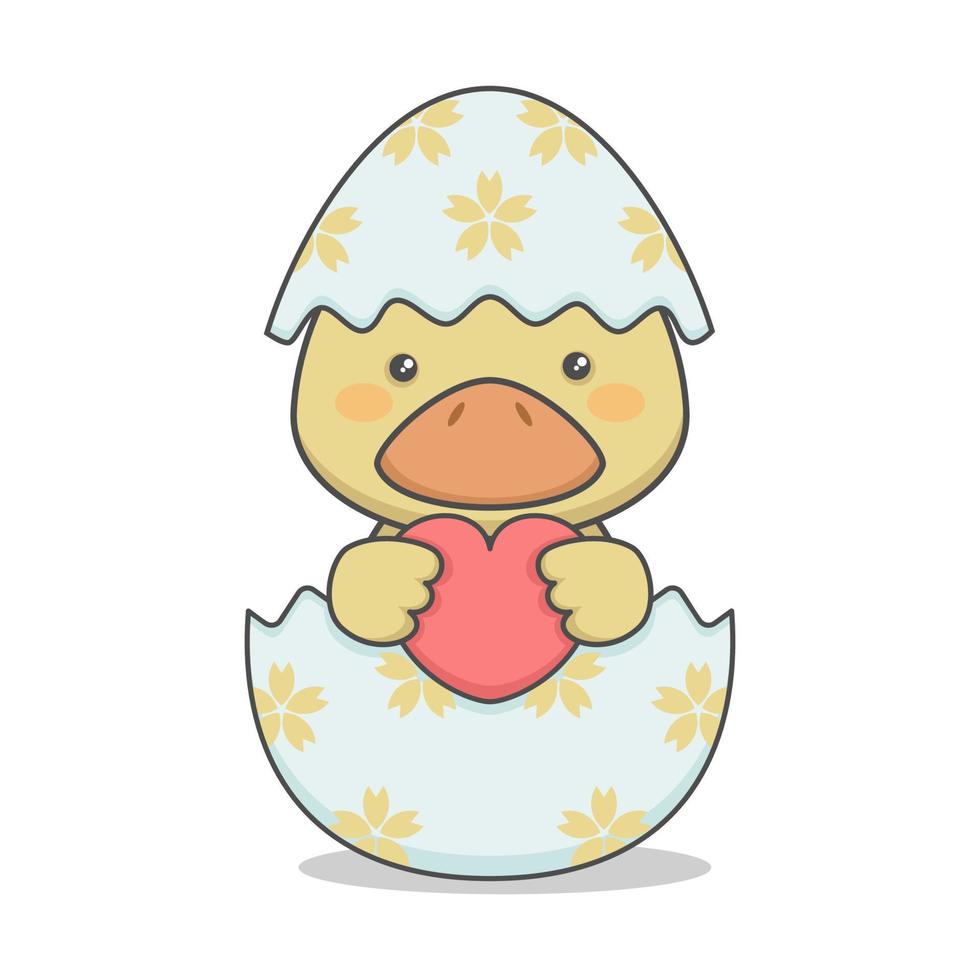 Cute Duckling In Easter Egg vector