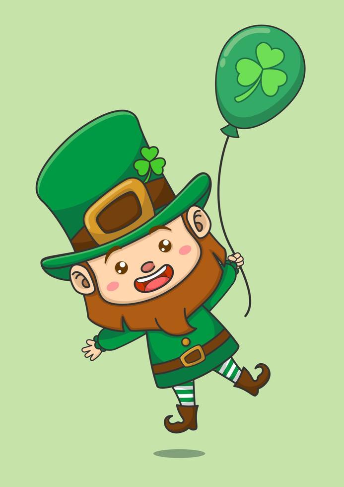 Cute Leprechaun Holding Balloon vector