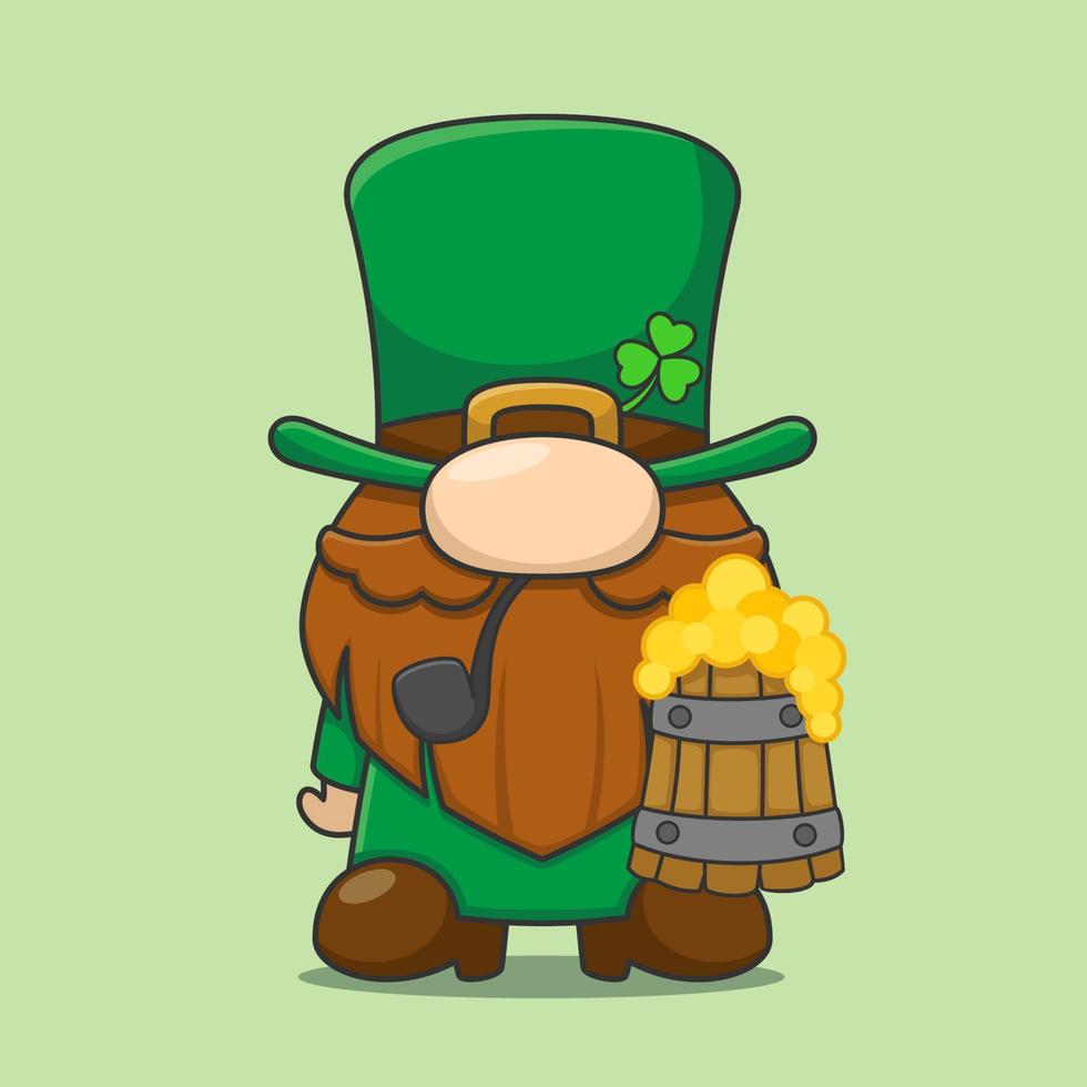 Cute Leprechaun With Smoke Ppe And Beer vector