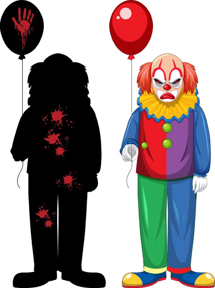 conjunto de payaso aterrador sobre fondo blanco vector