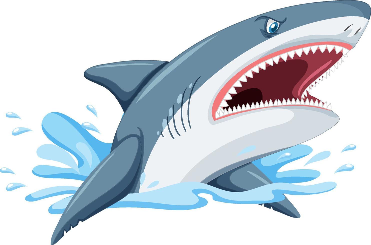 Aggressive great white shark cartoon vector