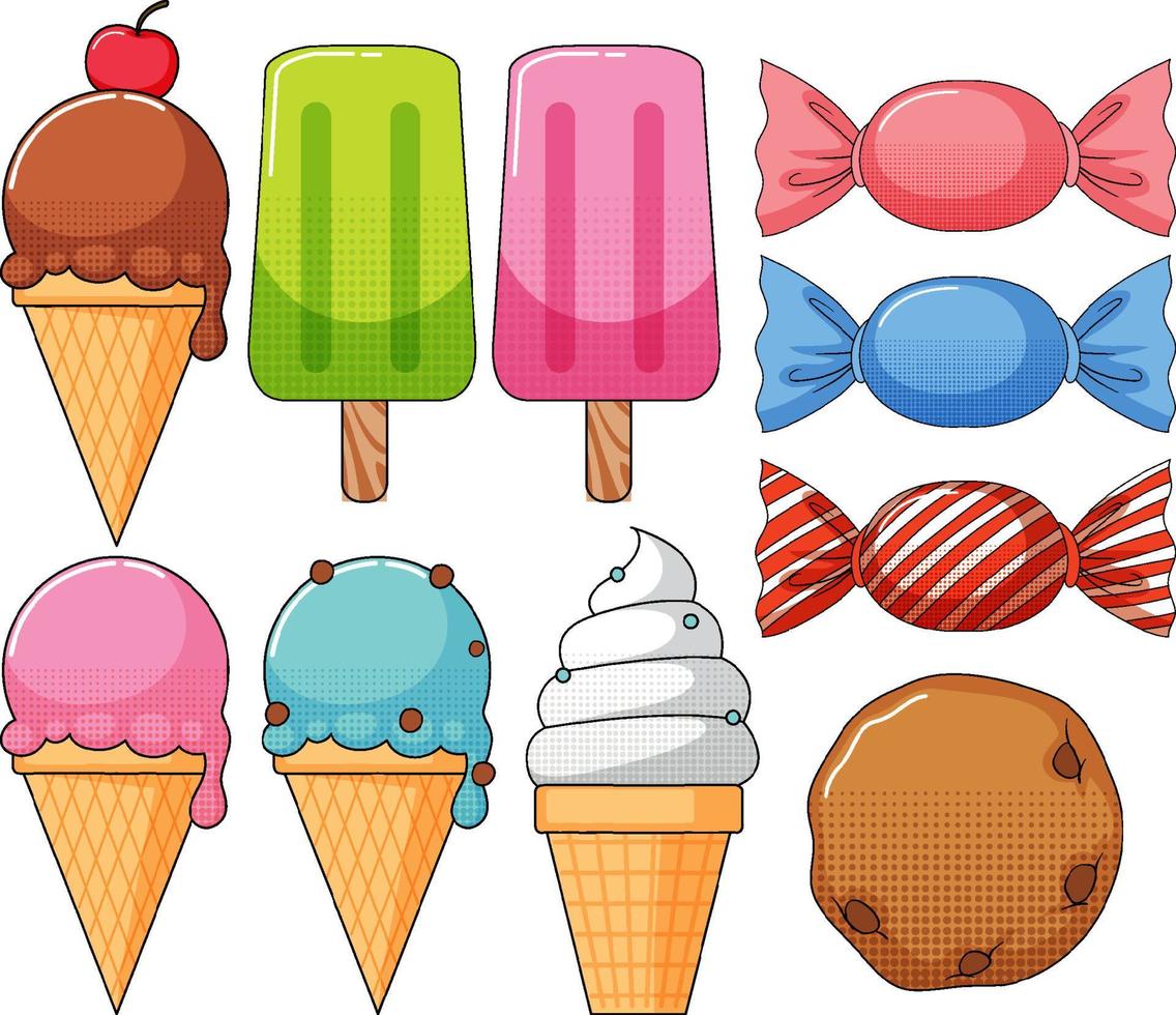 A set of candy and ice cream vector