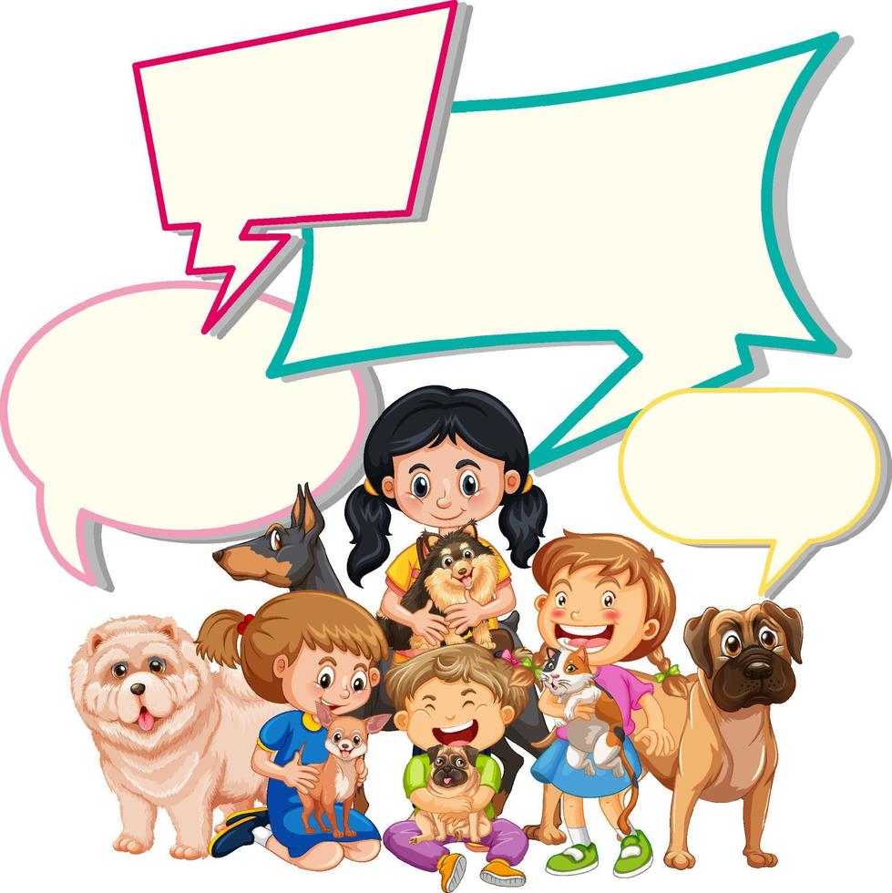 Happy children with speech bubbles vector