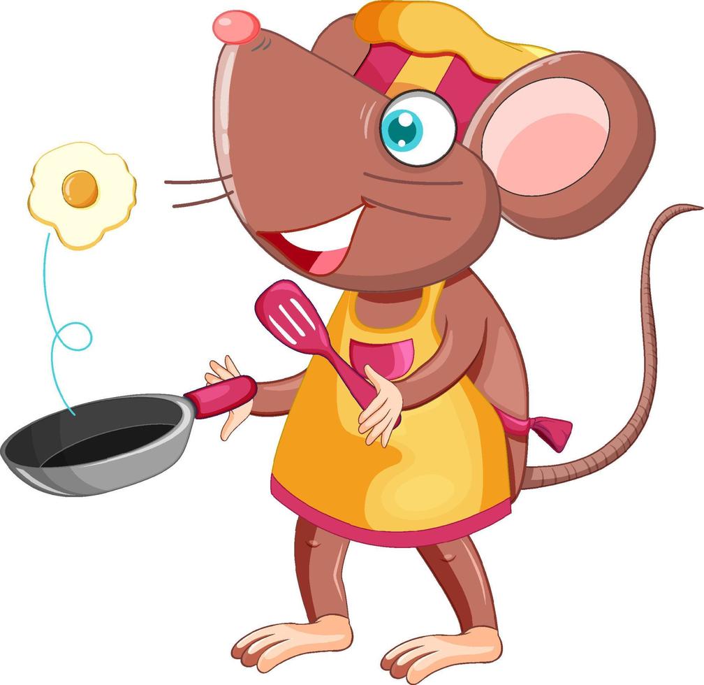 Rat cartoon character cooking breakfast vector