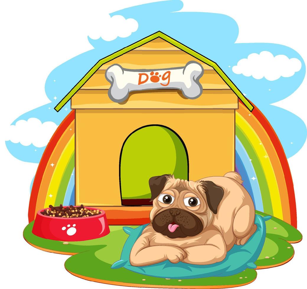 A dog outside the doghouse vector