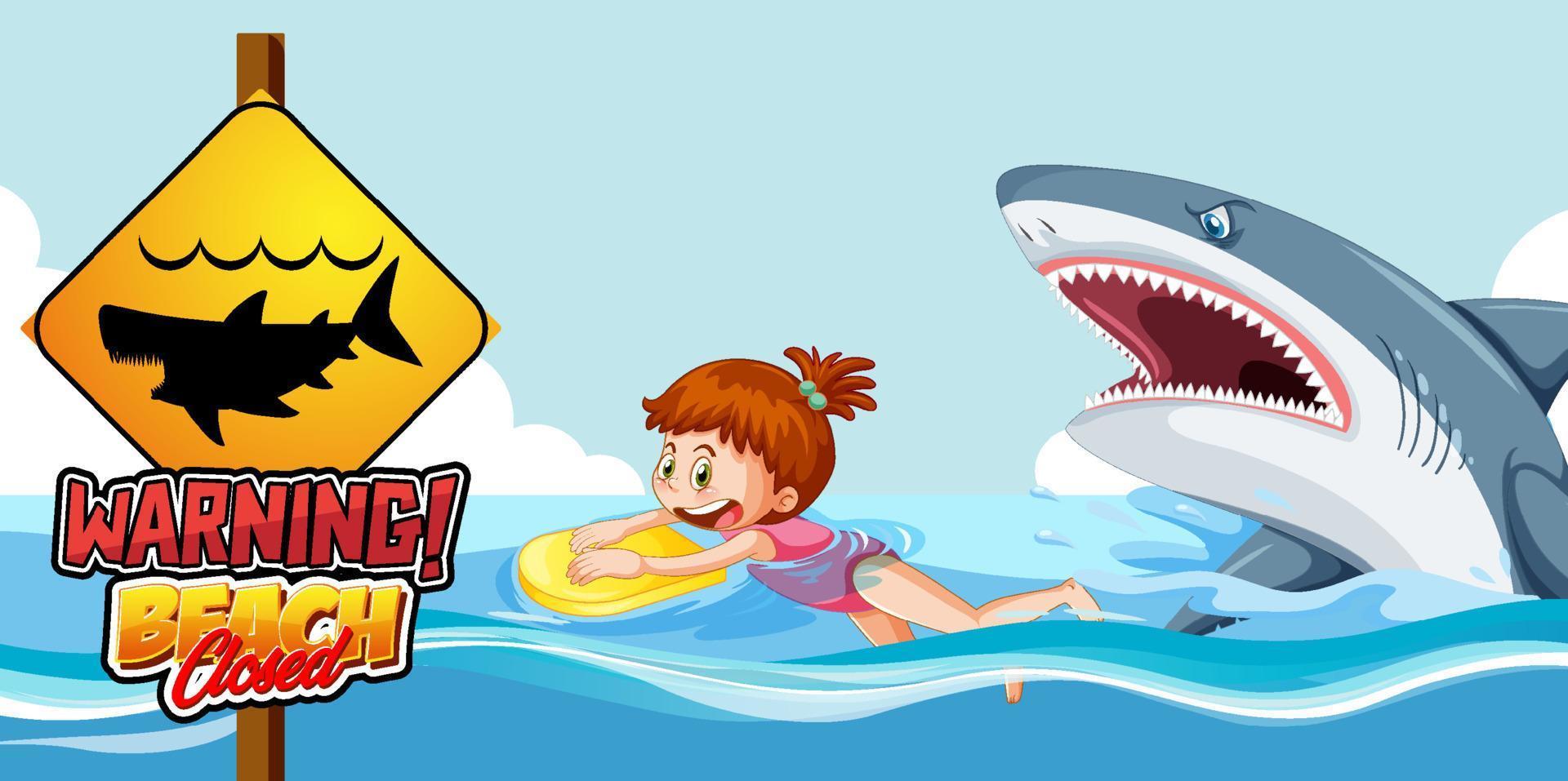 Scene with shark attacking girl vector