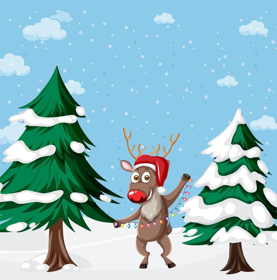 Christmas theme with cute reindeer vector