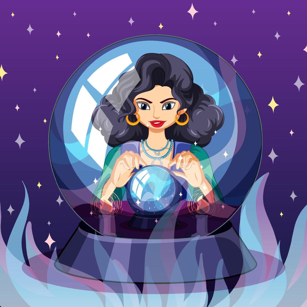 Fortune teller with crystal ball vector