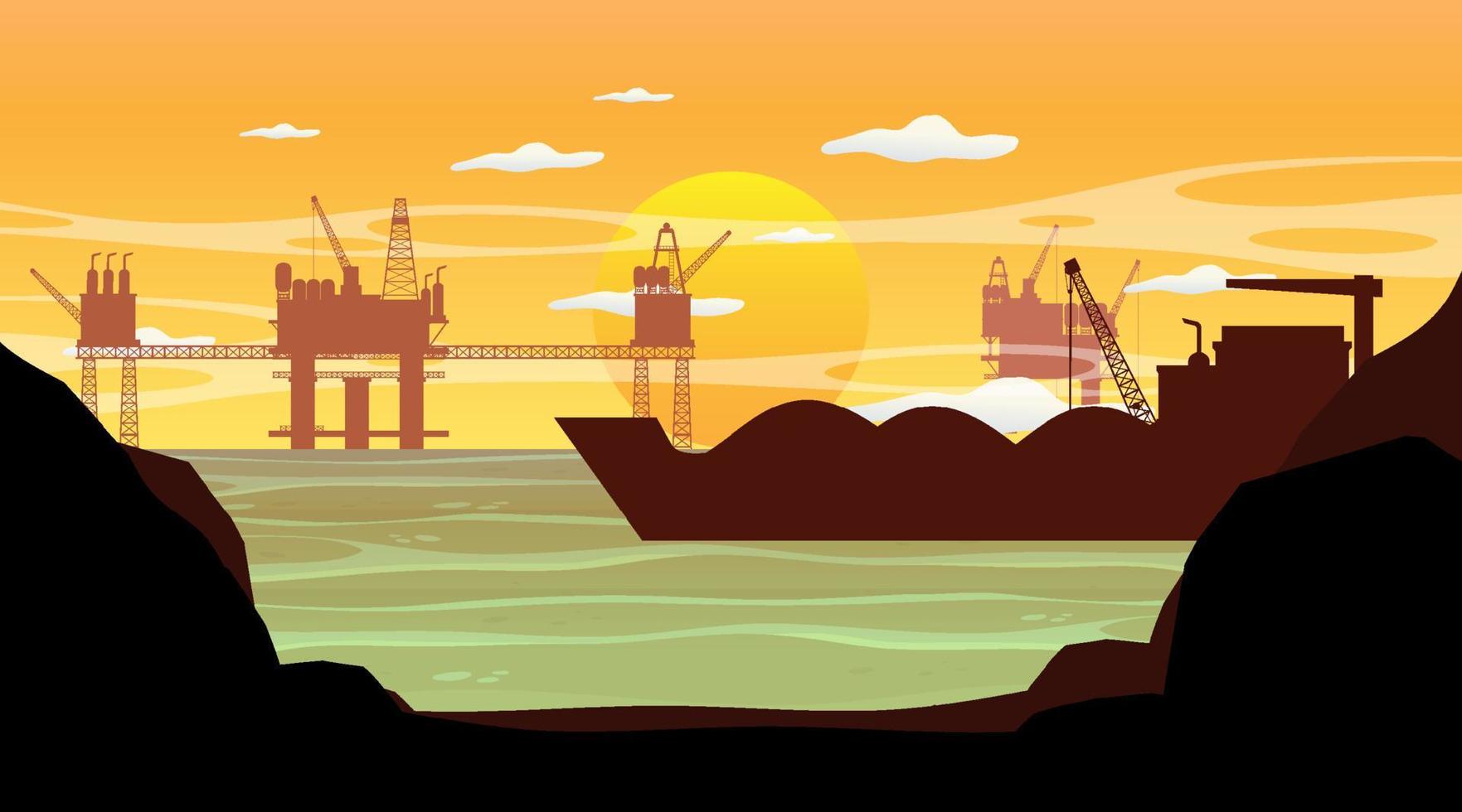 Petroleum industry concept with offshore oil platform vector