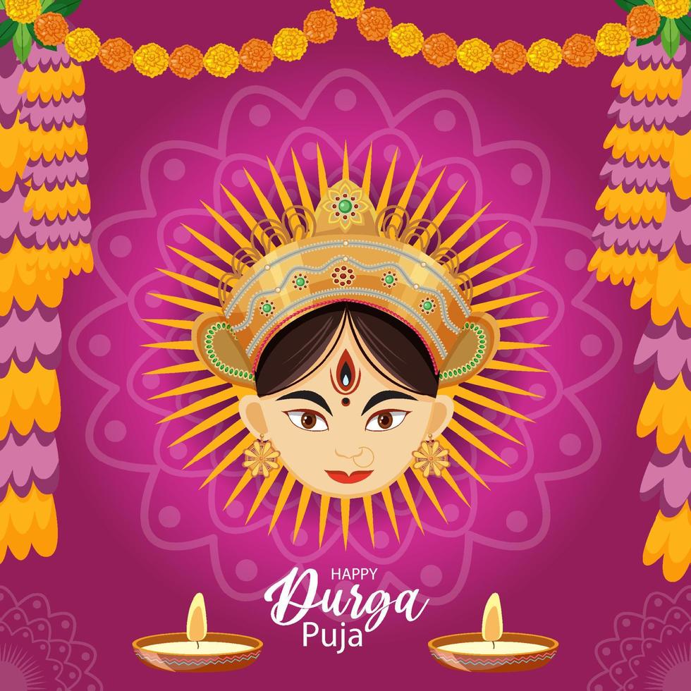 Durga Puja Indian festival banner vector