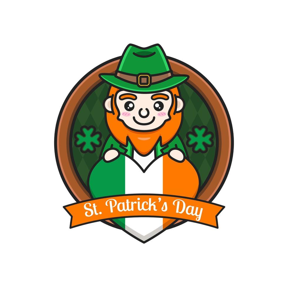 saint patrick's day with cute leprechaun vector