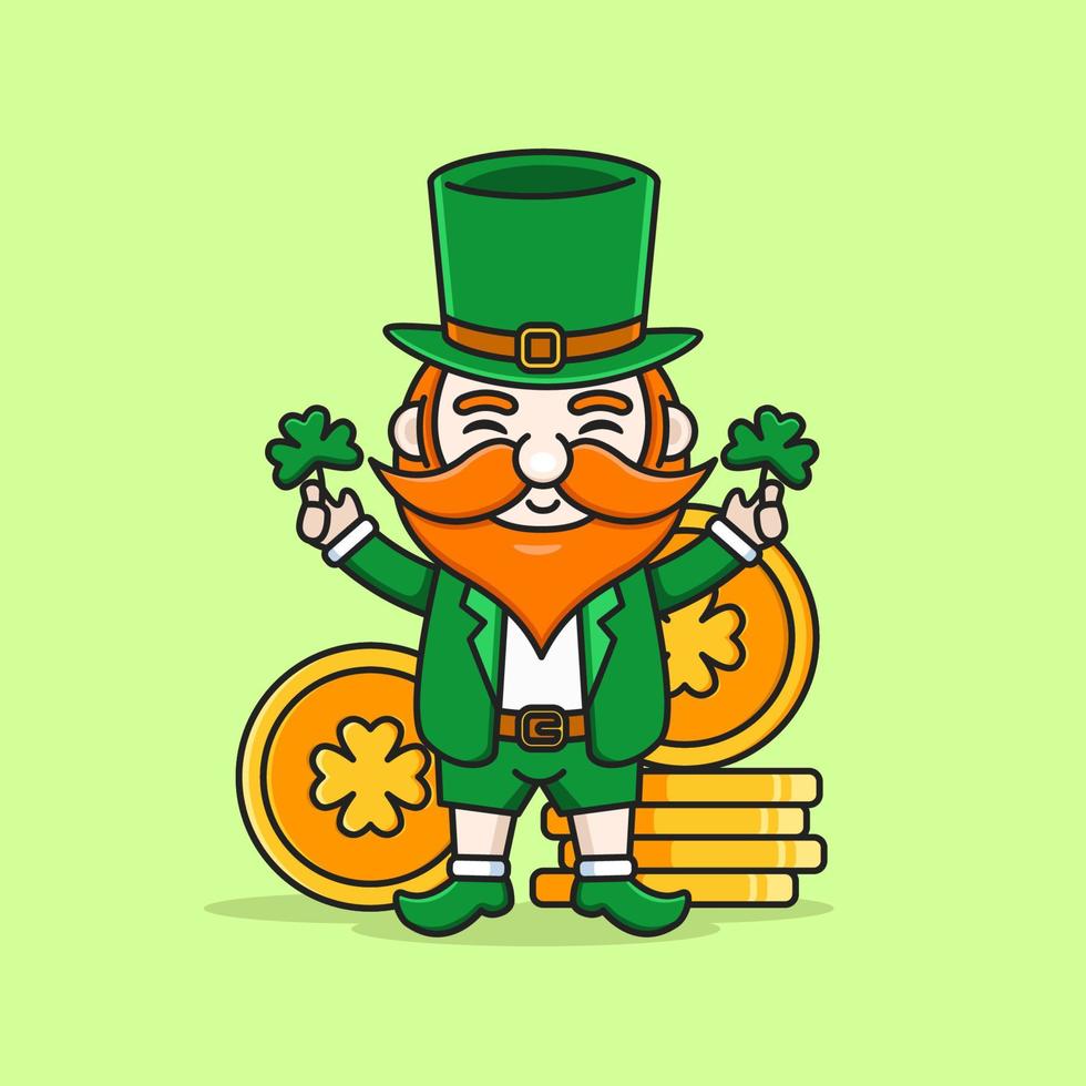 saint patrick's day with cute leprechaun vector