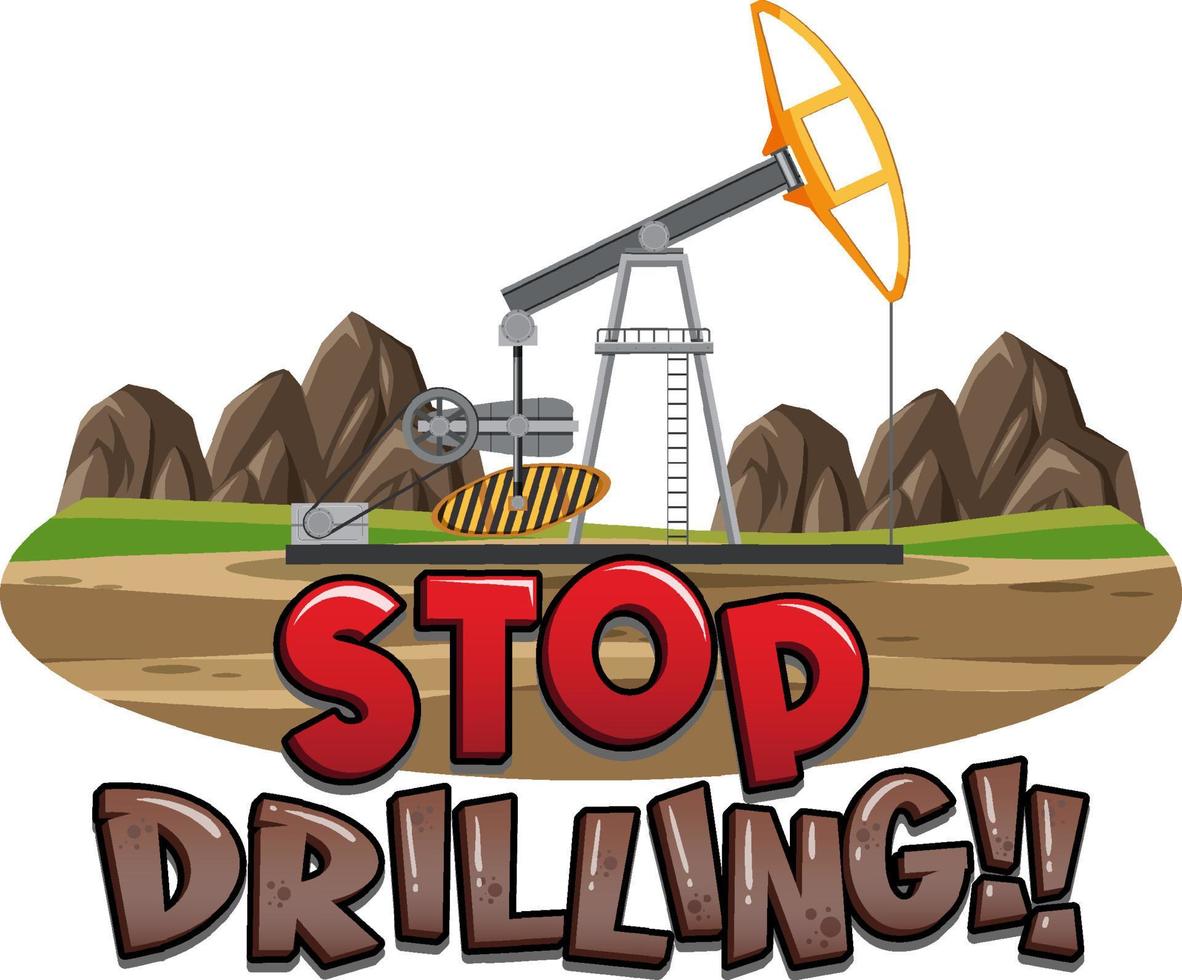 Stop drilling font logo design vector