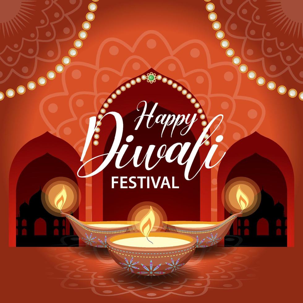 cartel del festival indio feliz diwali vector