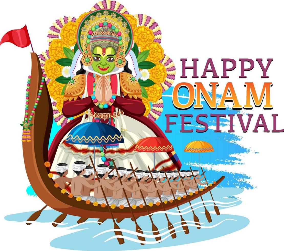 Onam Hindu harvest festival poster vector