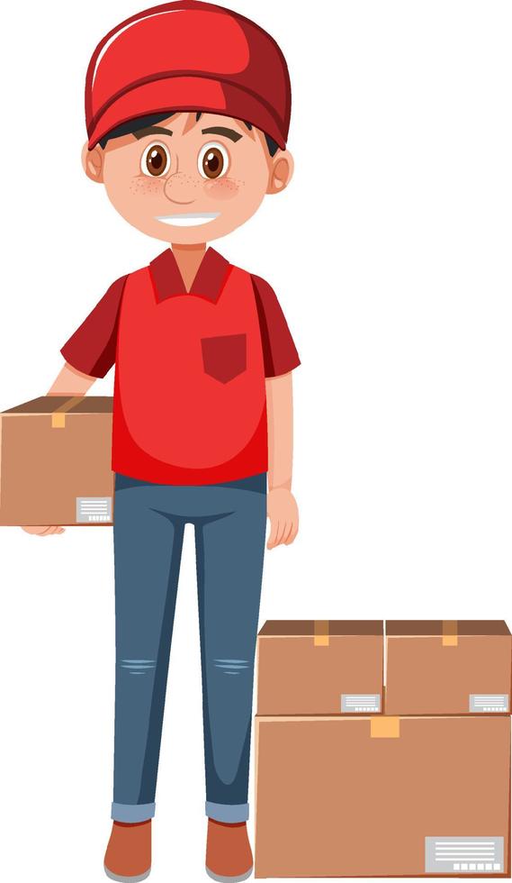 Delivery man with packages vector