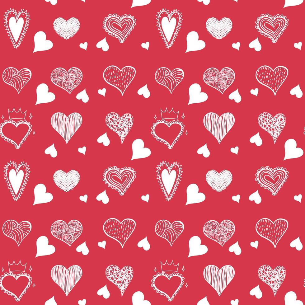 Seamless doodle heart pattern vector