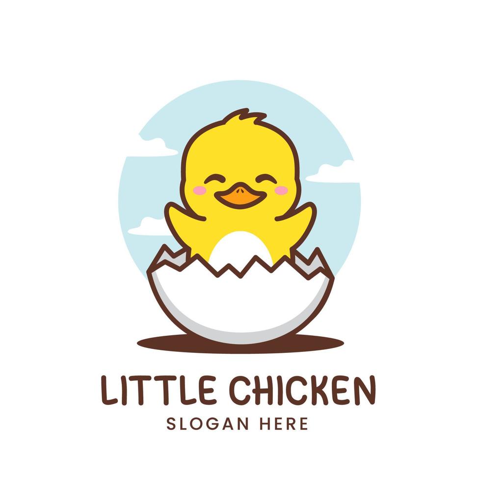 cute little chicken with egg logo vector