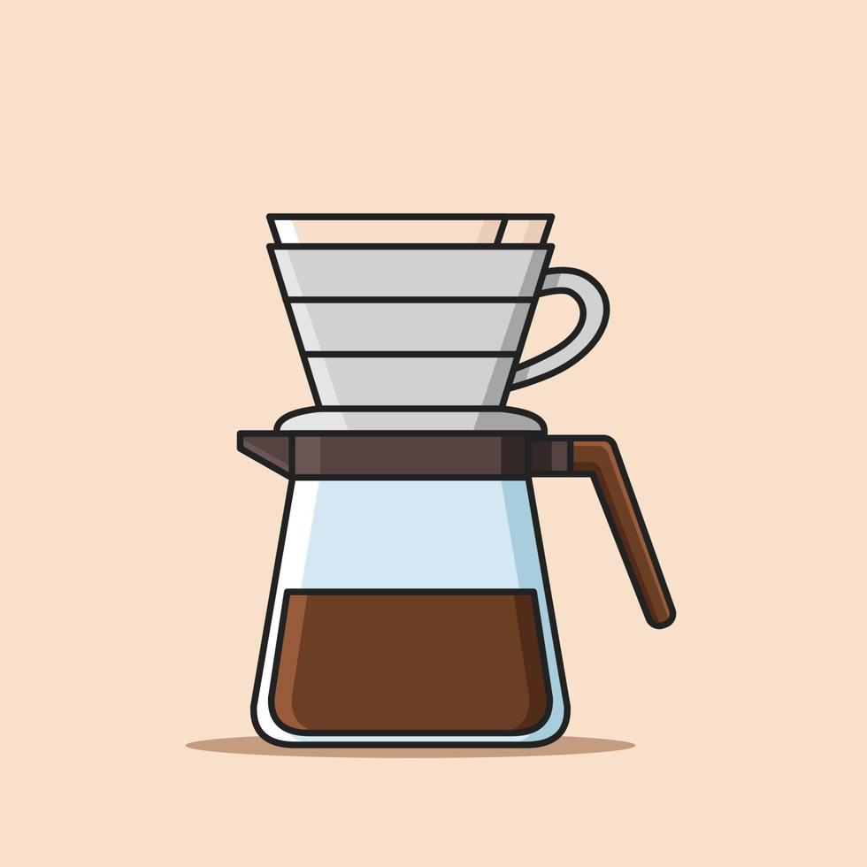 coffee brewing method with v60 drip vector