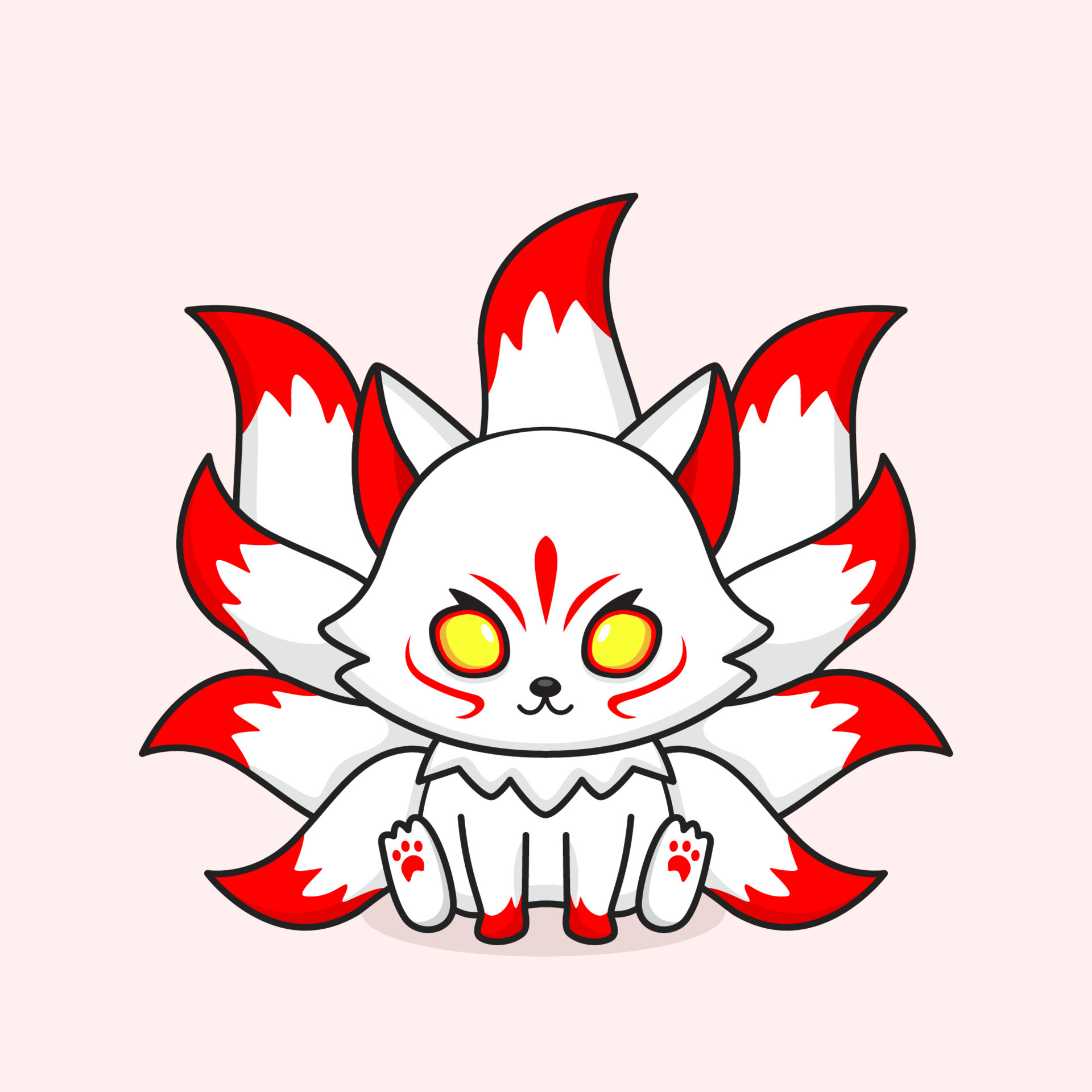 cute white nine tailed fox mascot 7106372 Vector Art at Vecteezy