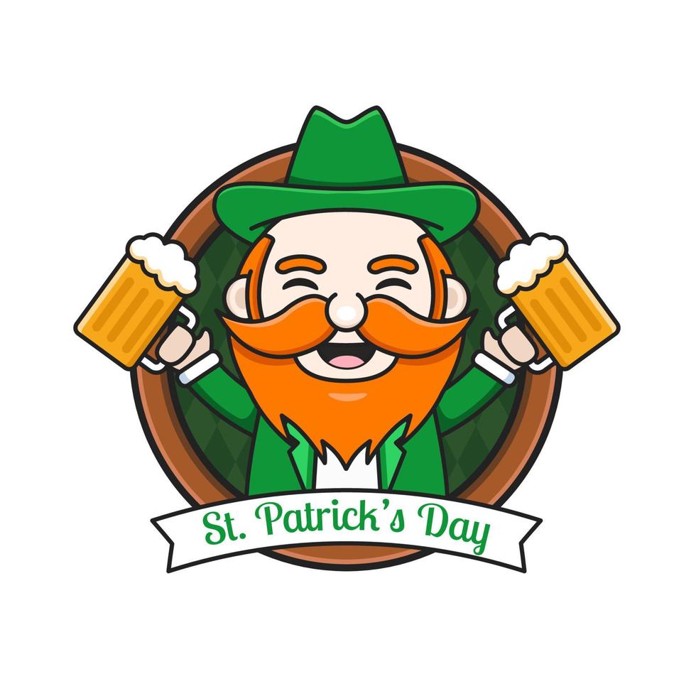 saint patrick's day with cute leprechaun vector