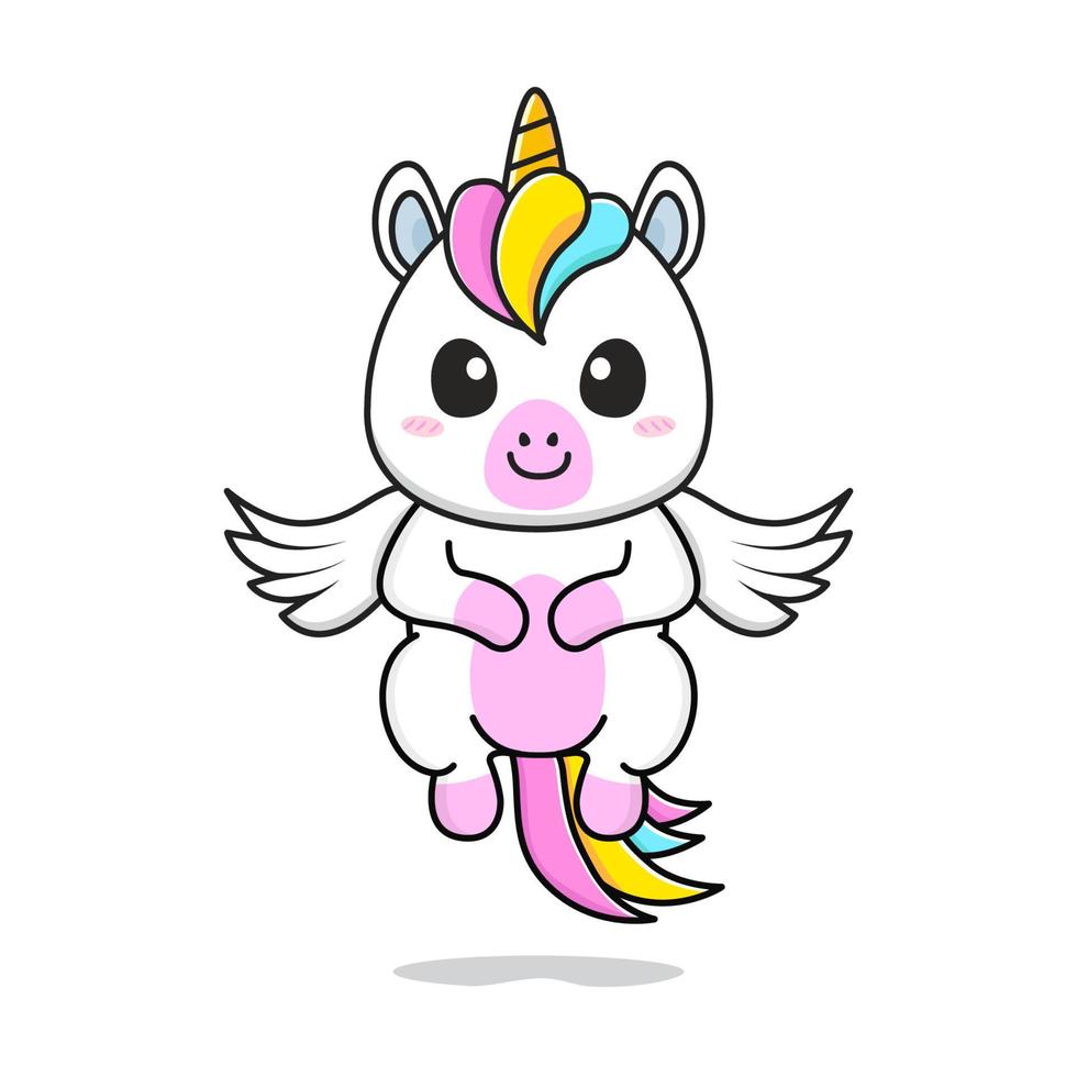 cute little unicorn flying vector