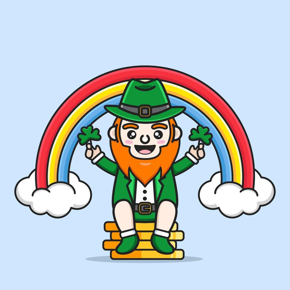 saint patrick's day with cute leprechaun vector