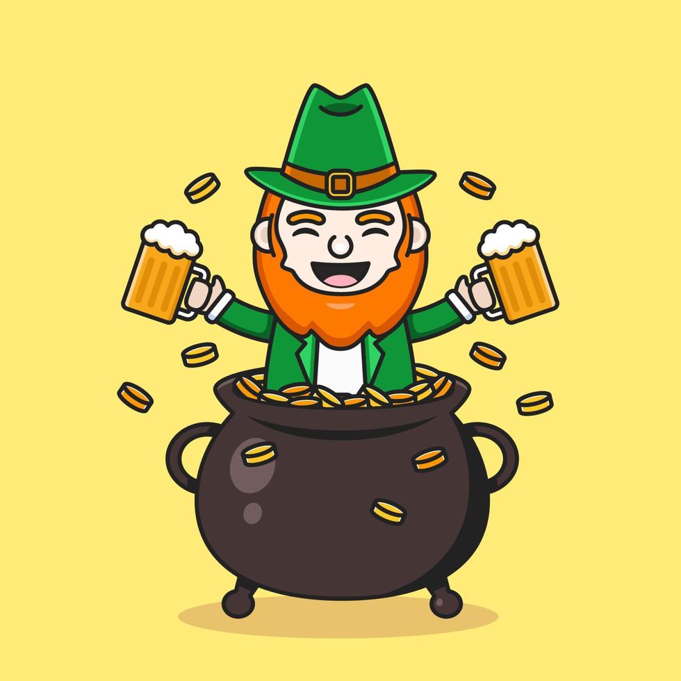 saint patrick's day with cute leprechaun vector