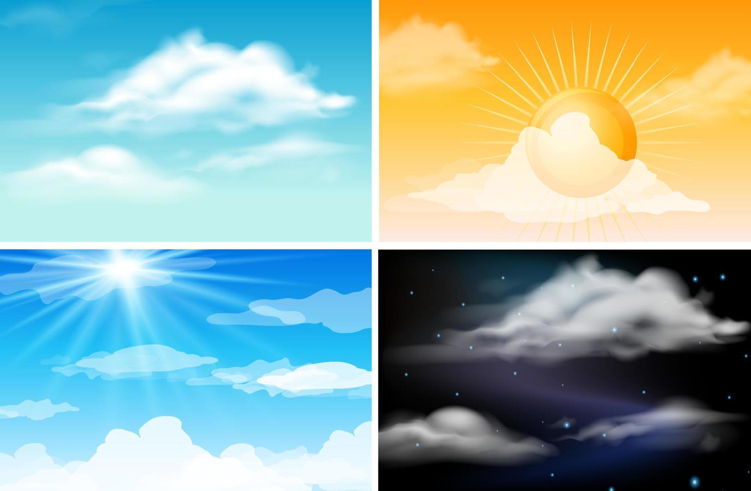 Set of sky at different times vector