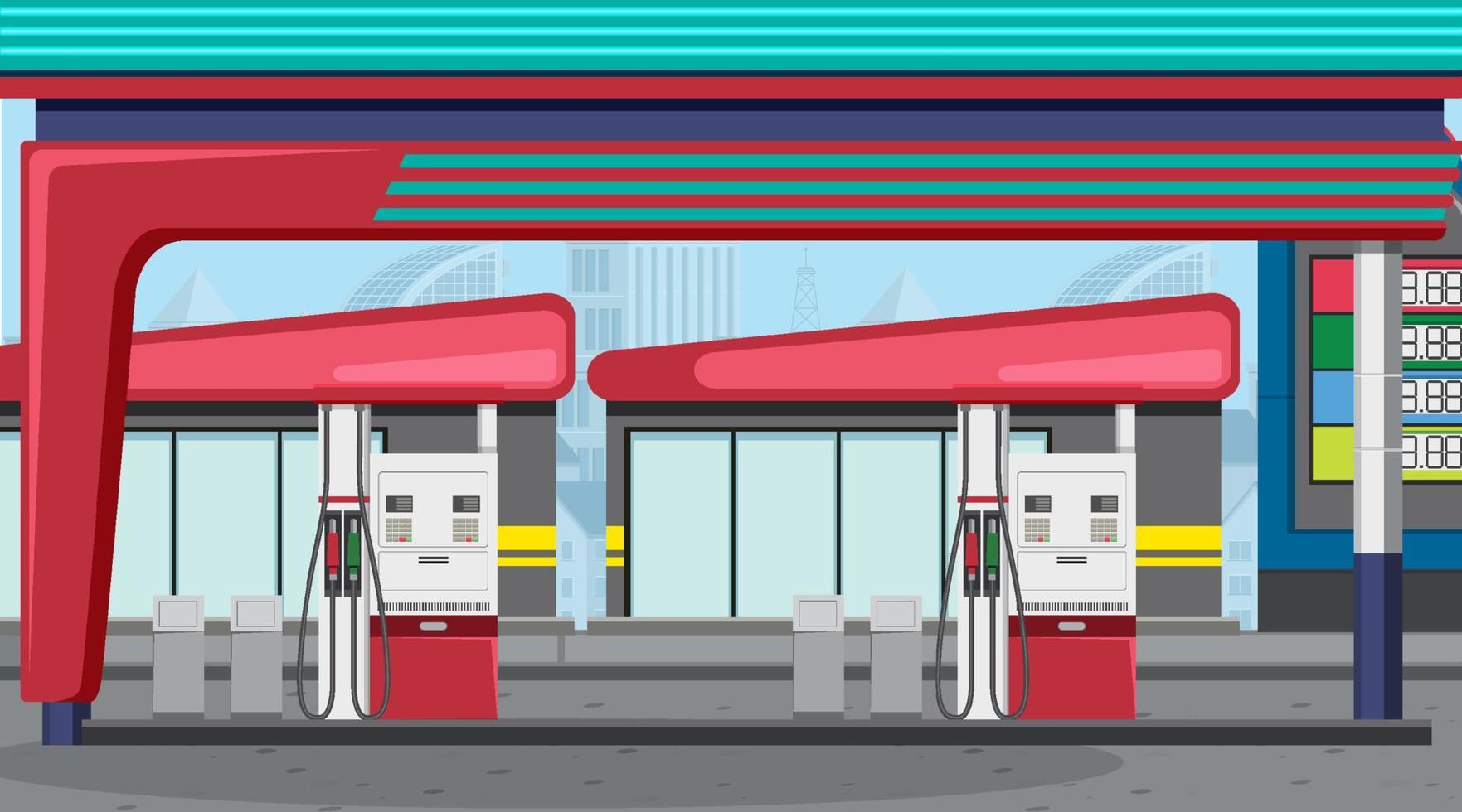 Gas station cartoon scene vector