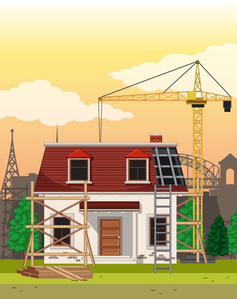 Scene of building construction site vector